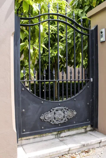 Wrought Iron Pedestrian Gate With Intercom