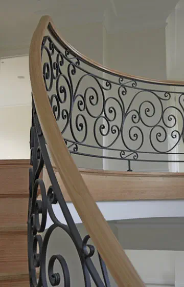 Wrought Iron Interior Stair Balustrade With Scrolls